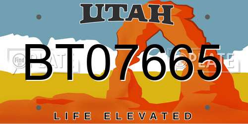 BT07665 Utah License Plate