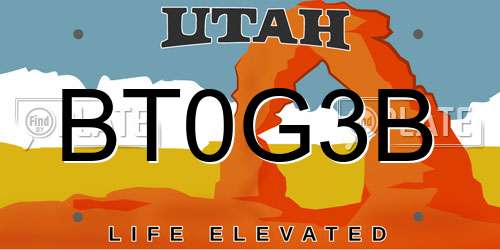 BT0G3B Utah License Plate