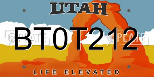 BT0T212 Utah License Plate