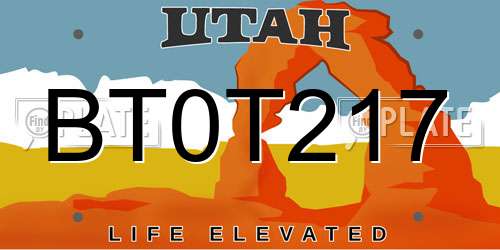 BT0T217 Utah License Plate