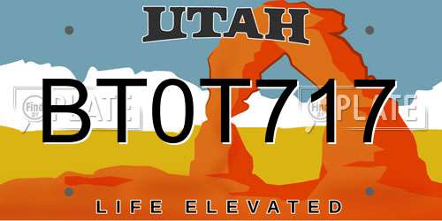 BT0T717 Utah License Plate