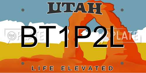 BT1P2L Utah License Plate