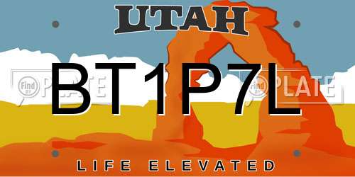 BT1P7L Utah License Plate