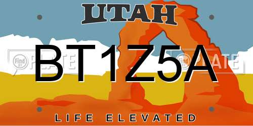 BT1Z5A Utah License Plate