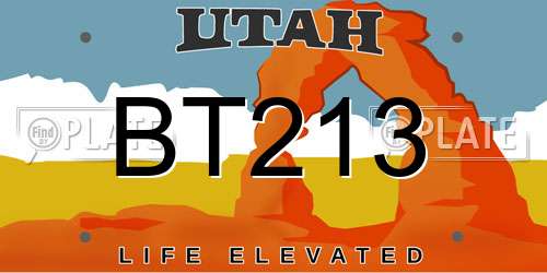 BT213 Utah License Plate