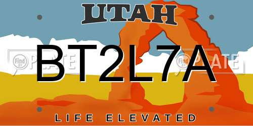 BT2L7A Utah License Plate