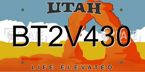 BT2V430 Utah License Plate