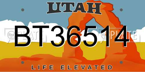 BT36514 Utah License Plate