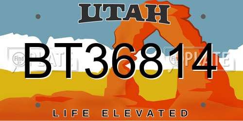 BT36814 Utah License Plate