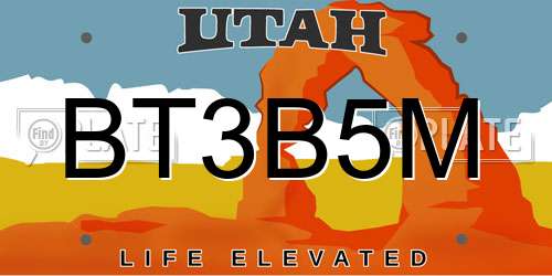 BT3B5M Utah License Plate