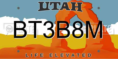 BT3B8M Utah License Plate