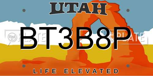 BT3B8P Utah License Plate