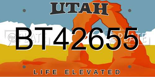 BT42655 Utah License Plate