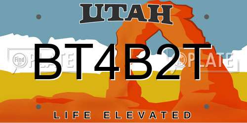 BT4B2T Utah License Plate