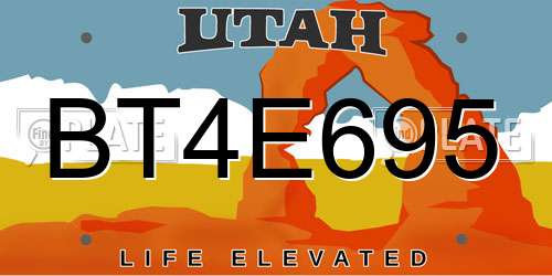 BT4E695 Utah License Plate
