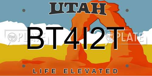 BT4I2T Utah License Plate