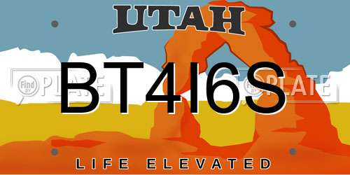 BT4I6S Utah License Plate