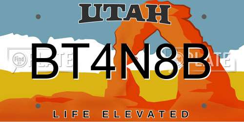 BT4N8B Utah License Plate
