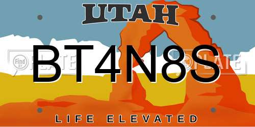 BT4N8S Utah License Plate