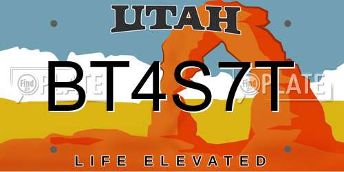 BT4S7T Utah License Plate