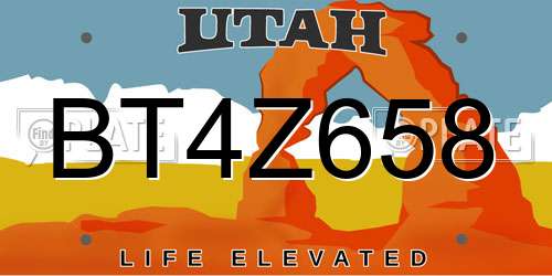 BT4Z658 Utah License Plate