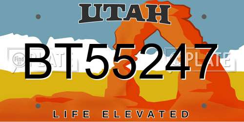 BT55247 Utah License Plate
