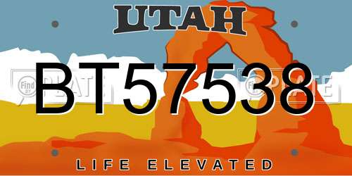 BT57538 Utah License Plate