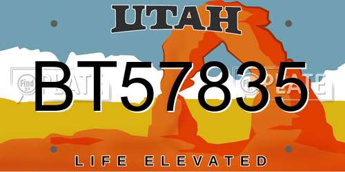 BT57835 Utah License Plate