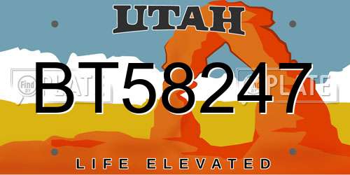 BT58247 Utah License Plate
