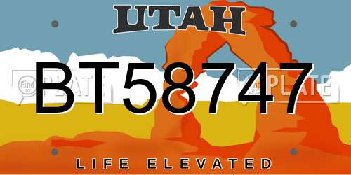 BT58747 Utah License Plate