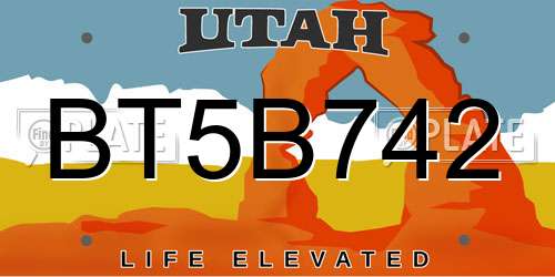 BT5B742 Utah License Plate