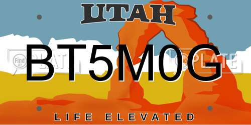 BT5M0G Utah License Plate