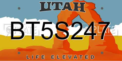 BT5S247 Utah License Plate