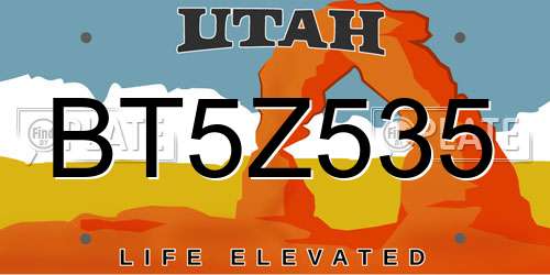 BT5Z535 Utah License Plate
