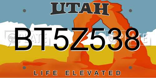 BT5Z538 Utah License Plate