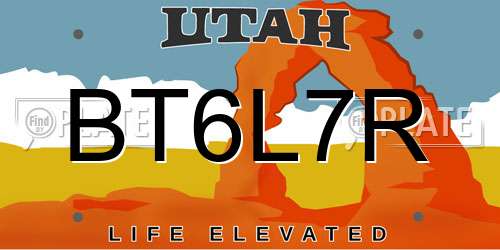 BT6L7R Utah License Plate