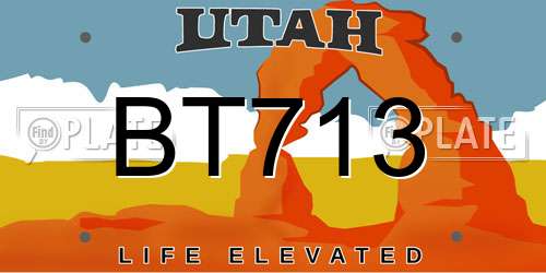BT713 Utah License Plate
