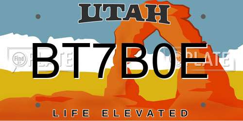 BT7B0E Utah License Plate