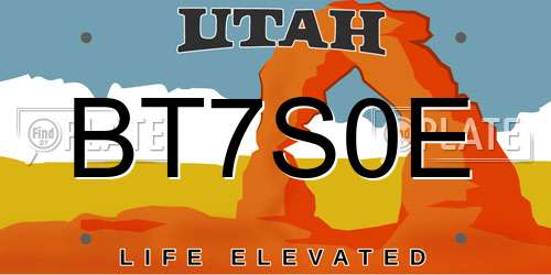 BT7S0E Utah License Plate
