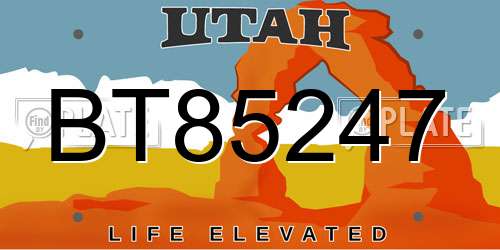 BT85247 Utah License Plate