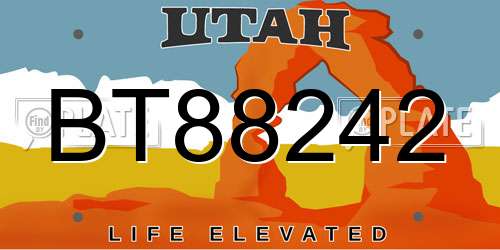BT88242 Utah License Plate