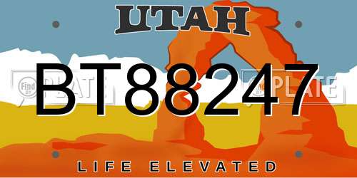 BT88247 Utah License Plate