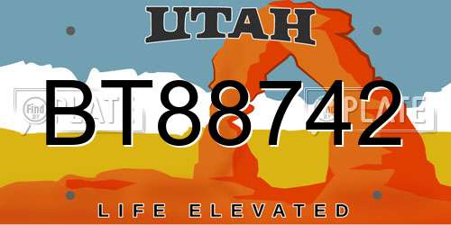 BT88742 Utah License Plate