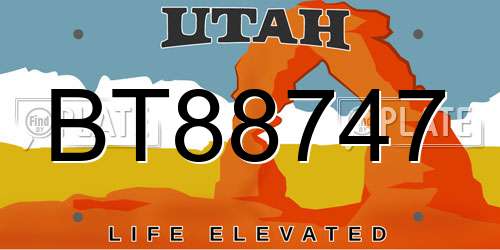 BT88747 Utah License Plate