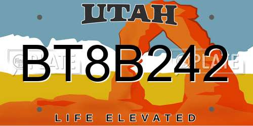 BT8B242 Utah License Plate