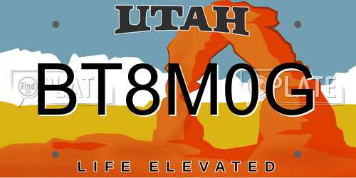 BT8M0G Utah License Plate