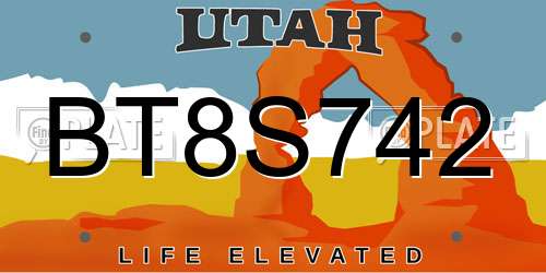 BT8S742 Utah License Plate