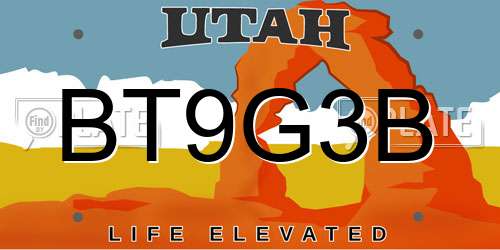 BT9G3B Utah License Plate