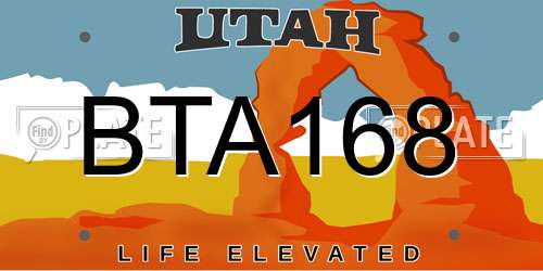 BTA168 Utah License Plate