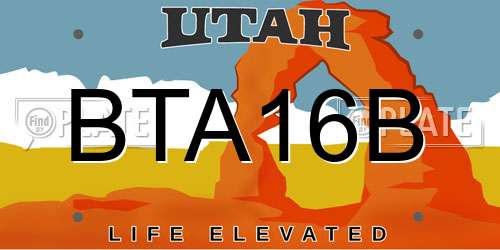 BTA16B Utah License Plate